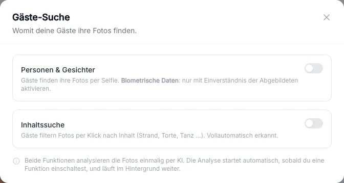 Suche einschalten
