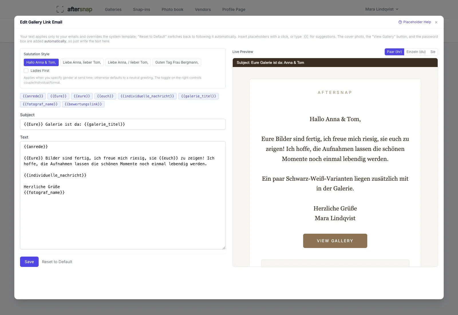 Overwriting subject and text