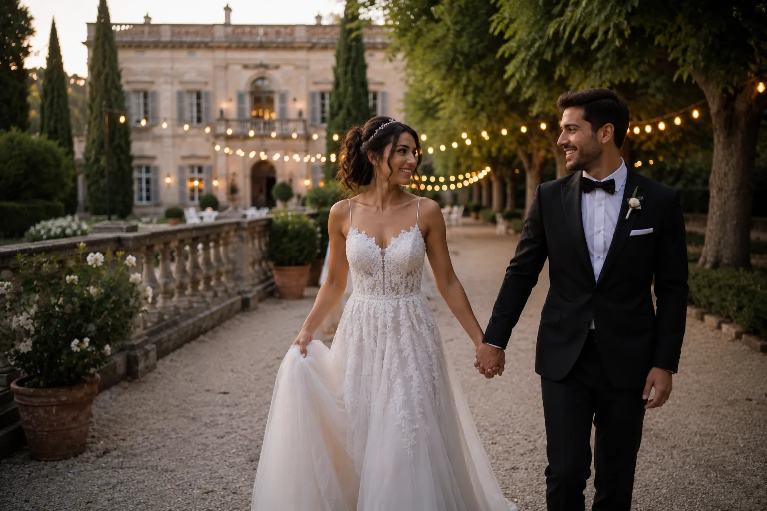 Hochzeitspaar am Abend